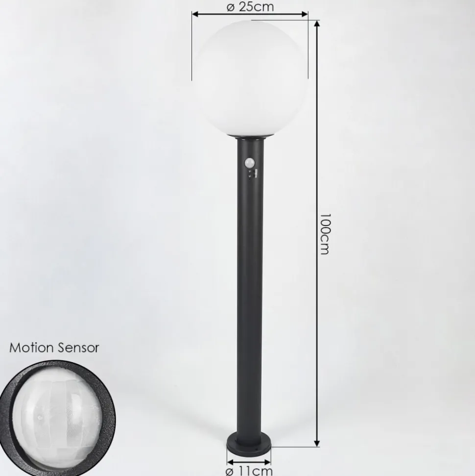 Borne Lumineuse Bubodefo Anthracite, 1 Lumiere, Detecteur De Mouvement