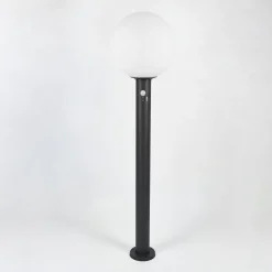 Borne Lumineuse Bubodefo Anthracite, 1 Lumiere, Detecteur De Mouvement