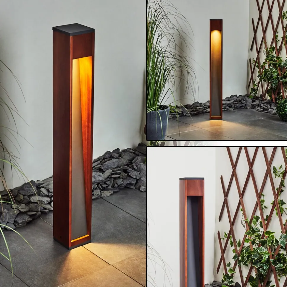 Borne Lumineuse Byremo Bois Fonce, Noir, 1 Lumiere