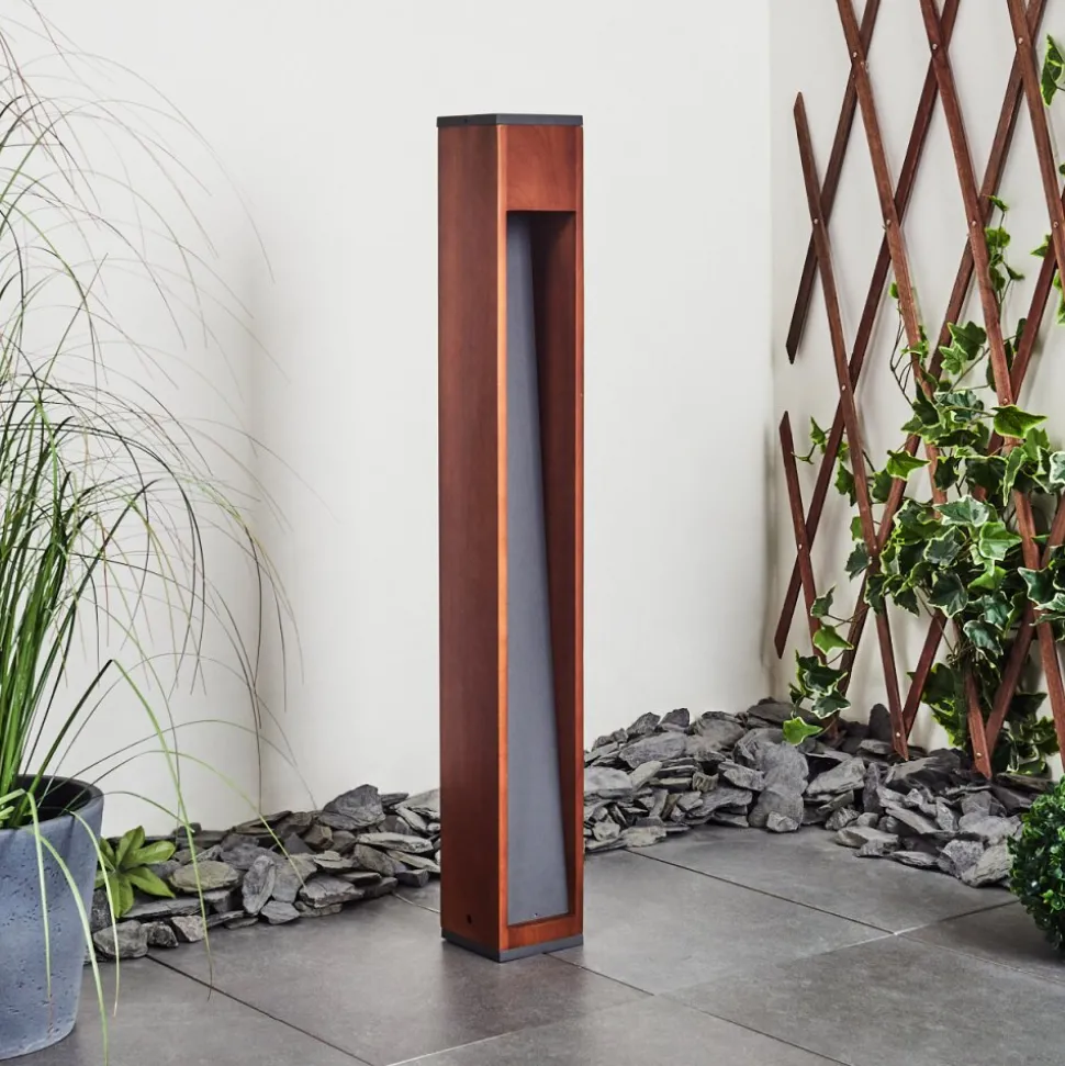 Borne Lumineuse Byremo Bois Fonce, Noir, 1 Lumiere