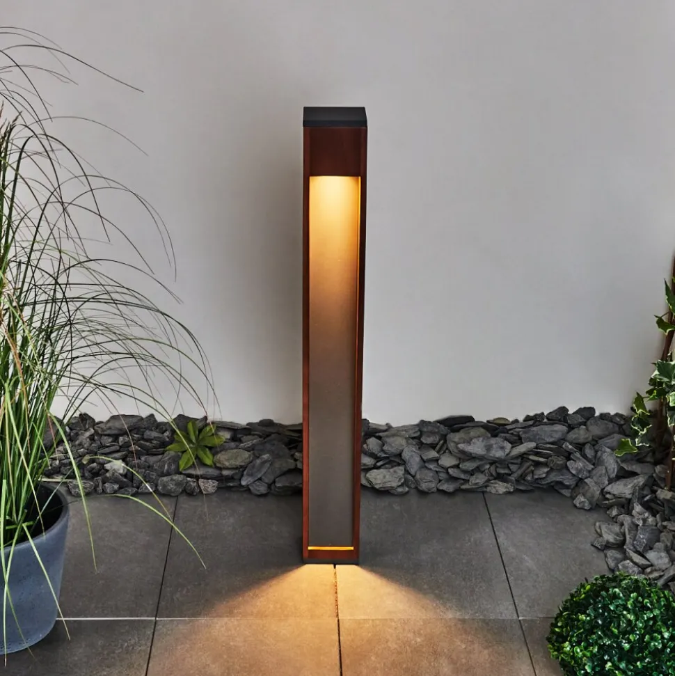Borne Lumineuse Byremo Bois Fonce, Noir, 1 Lumiere