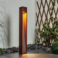 Borne Lumineuse Byremo Bois Fonce, Noir, 1 Lumiere