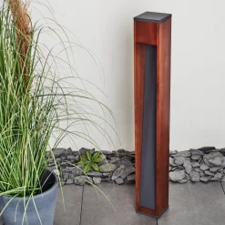 Borne Lumineuse Byremo Bois Fonce, Noir, 1 Lumiere