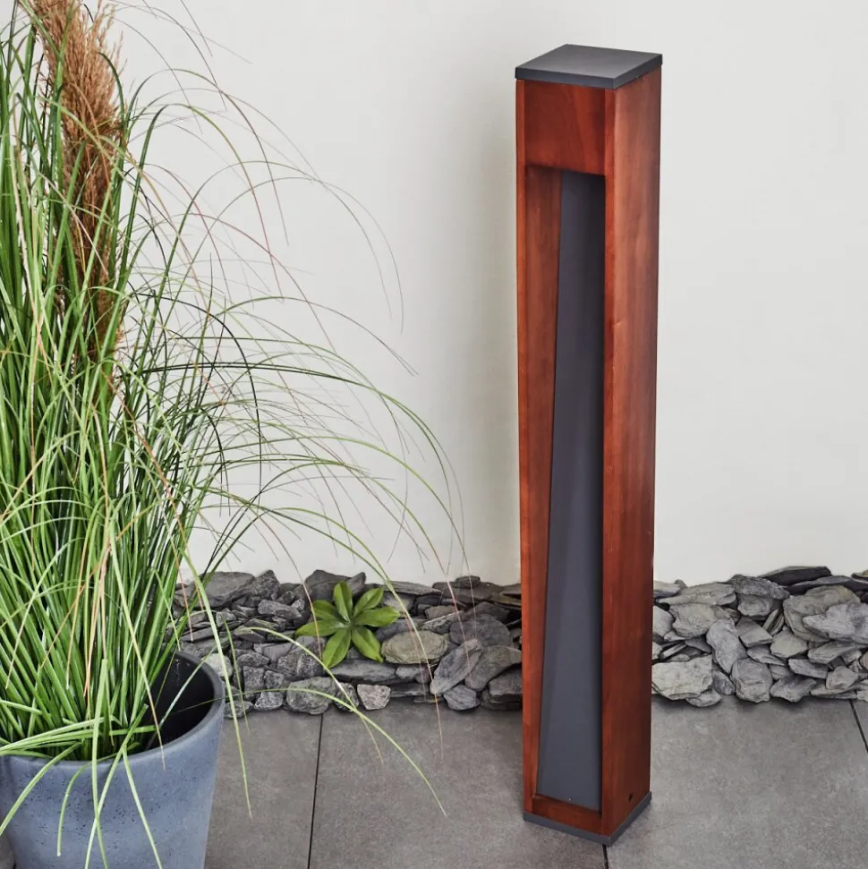 Borne Lumineuse Byremo Bois Fonce, Noir, 1 Lumiere