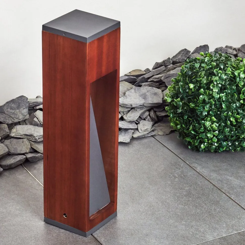 Borne Lumineuse Byremo Bois Fonce, Noir, 1 Lumiere