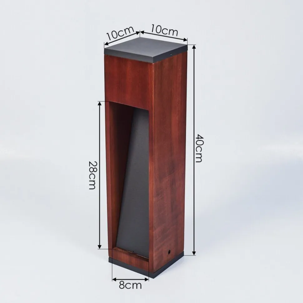 Borne Lumineuse Byremo Bois Fonce, Noir, 1 Lumiere
