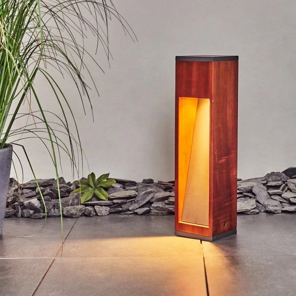 Borne Lumineuse Byremo Bois Fonce, Noir, 1 Lumiere