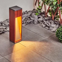 Borne Lumineuse Byremo Bois Fonce, Noir, 1 Lumiere