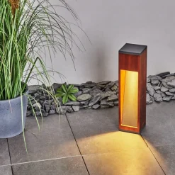 Borne Lumineuse Byremo Bois Fonce, Noir, 1 Lumiere