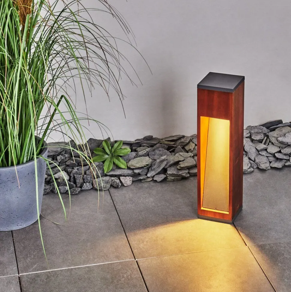 Borne Lumineuse Byremo Bois Fonce, Noir, 1 Lumiere