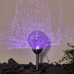 Borne Lumineuse Carbonia Led Argente, 2 Lumieres, Changeur De Couleurs