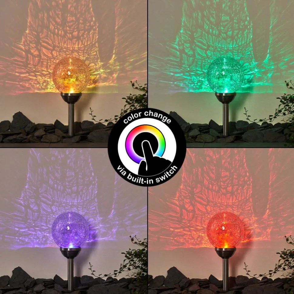 Borne Lumineuse Carbonia Led Argente, 2 Lumieres, Changeur De Couleurs