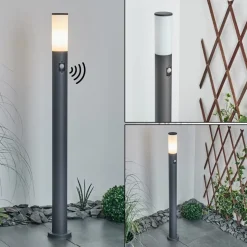 Borne Lumineuse Caserta Anthracite, 1 Lumiere, Detecteur De Mouvement