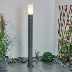 Borne Lumineuse Caserta Anthracite, 1 Lumiere, Detecteur De Mouvement