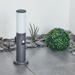 Borne Lumineuse Caserta Anthracite, 1 Lumiere, Detecteur De Mouvement