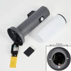 Borne Lumineuse Caserta Anthracite, 1 Lumiere, Detecteur De Mouvement