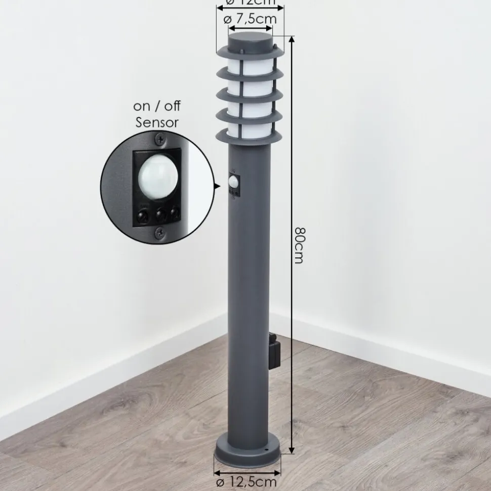 Borne Lumineuse Caserta Anthracite, 1 Lumiere, Detecteur De Mouvement
