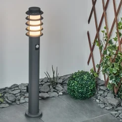 Borne Lumineuse Caserta Anthracite, 1 Lumiere, Detecteur De Mouvement