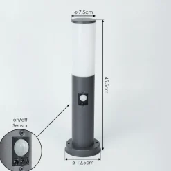 Borne Lumineuse Caserta Anthracite, 1 Lumiere, Detecteur De Mouvement