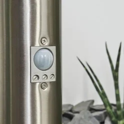 Borne Lumineuse Caserta Nickel Mat, 1 Lumiere, Detecteur De Mouvement