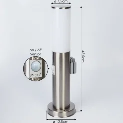 Borne Lumineuse Caserta Nickel Mat, 1 Lumiere, Detecteur De Mouvement
