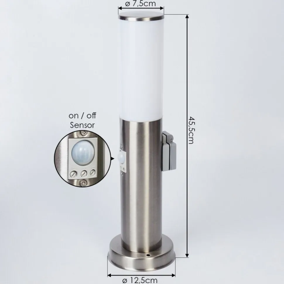 Borne Lumineuse Caserta Nickel Mat, 1 Lumiere, Detecteur De Mouvement
