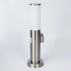 Borne Lumineuse Caserta Nickel Mat, 1 Lumiere, Detecteur De Mouvement
