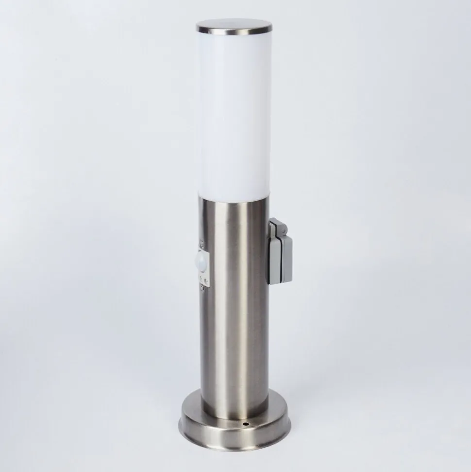 Borne Lumineuse Caserta Nickel Mat, 1 Lumiere, Detecteur De Mouvement