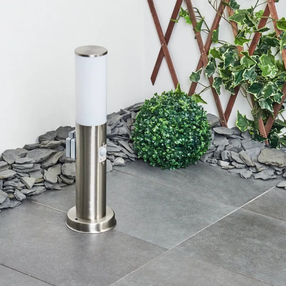Borne Lumineuse Caserta Nickel Mat, 1 Lumiere, Detecteur De Mouvement