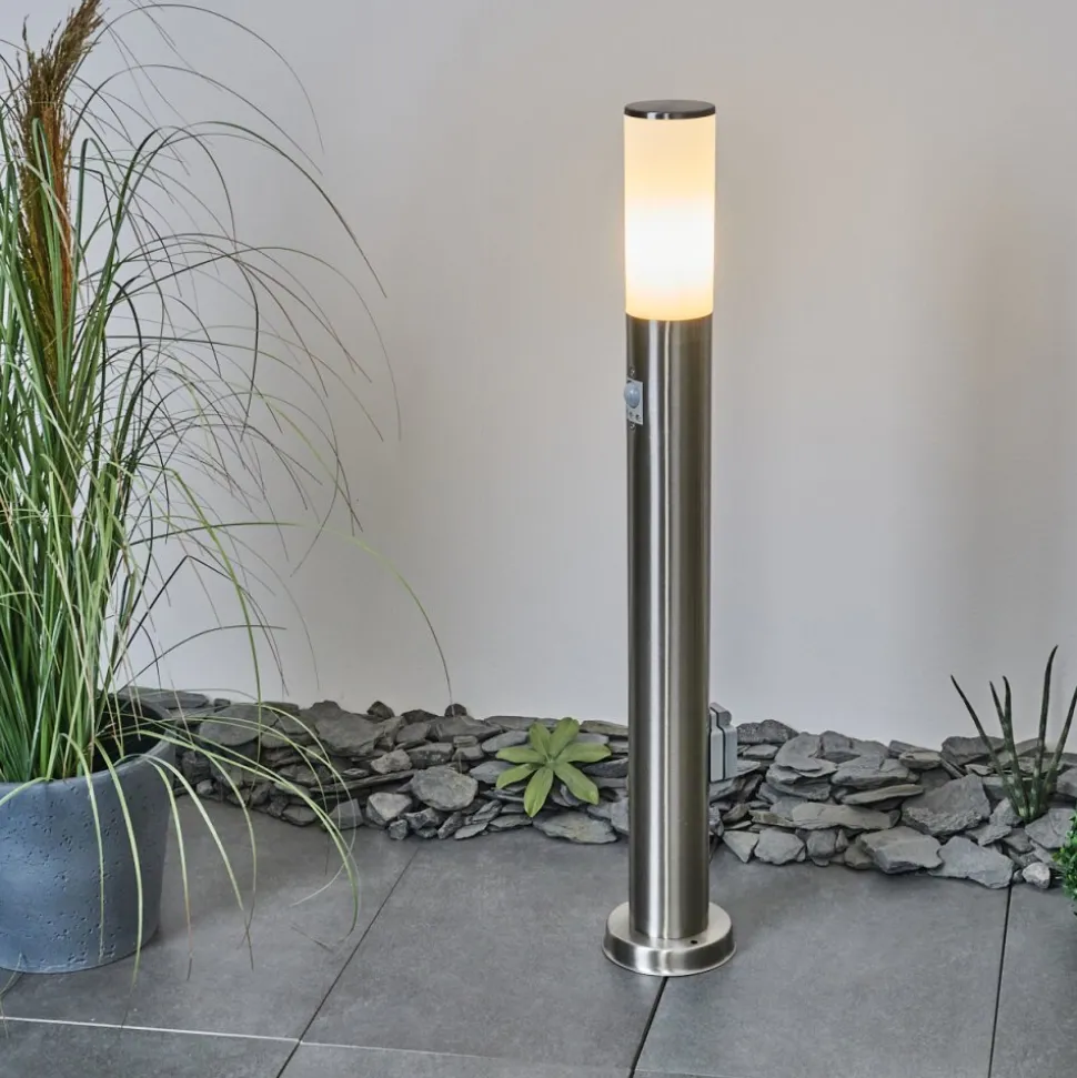Borne Lumineuse Caserta Nickel Mat, 1 Lumiere, Detecteur De Mouvement