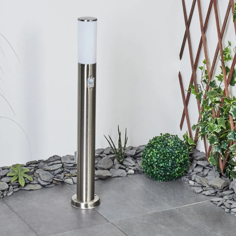 Borne Lumineuse Caserta Nickel Mat, 1 Lumiere, Detecteur De Mouvement