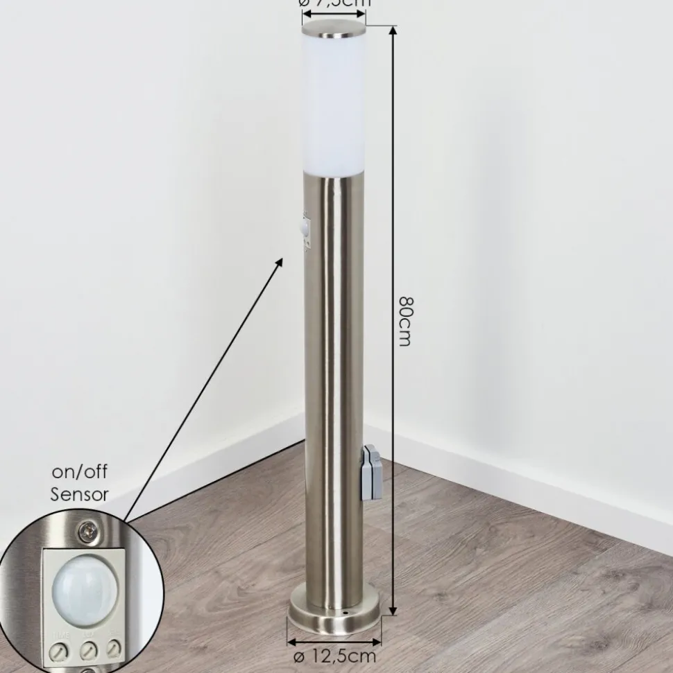 Borne Lumineuse Caserta Nickel Mat, 1 Lumiere, Detecteur De Mouvement