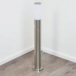 Borne Lumineuse Caserta Nickel Mat, 1 Lumiere, Detecteur De Mouvement