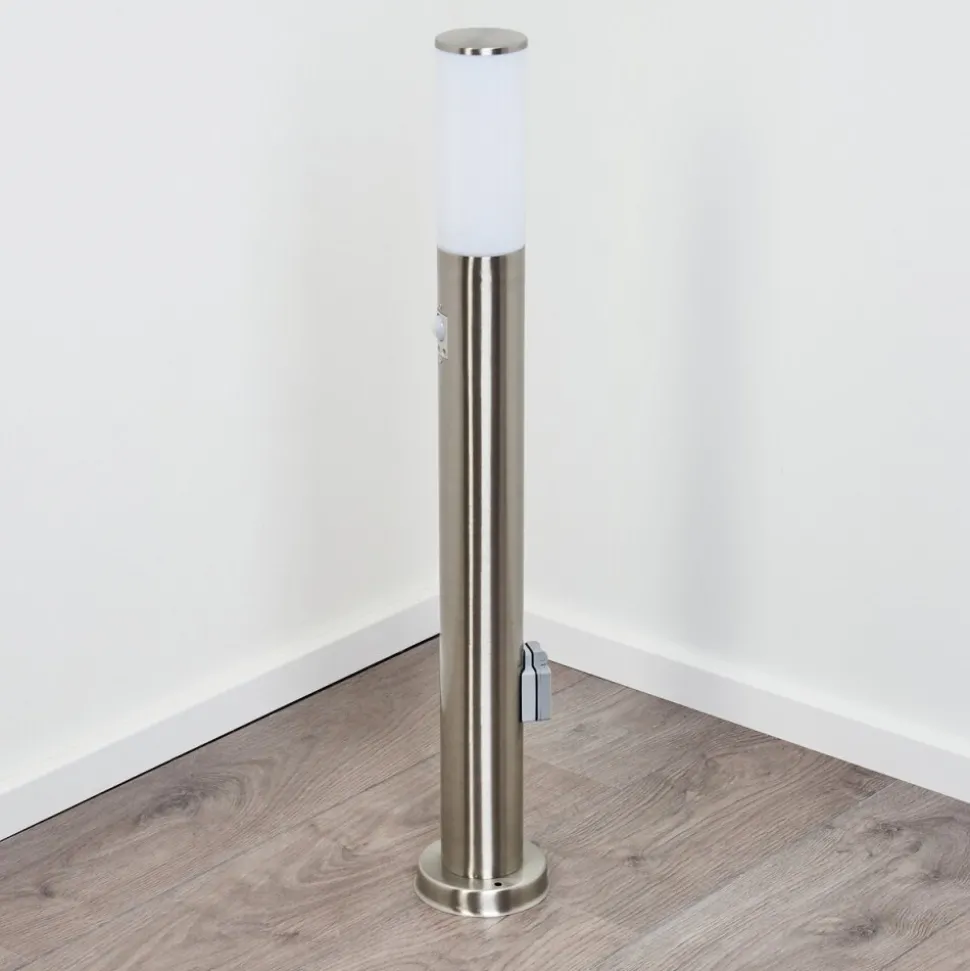 Borne Lumineuse Caserta Nickel Mat, 1 Lumiere, Detecteur De Mouvement