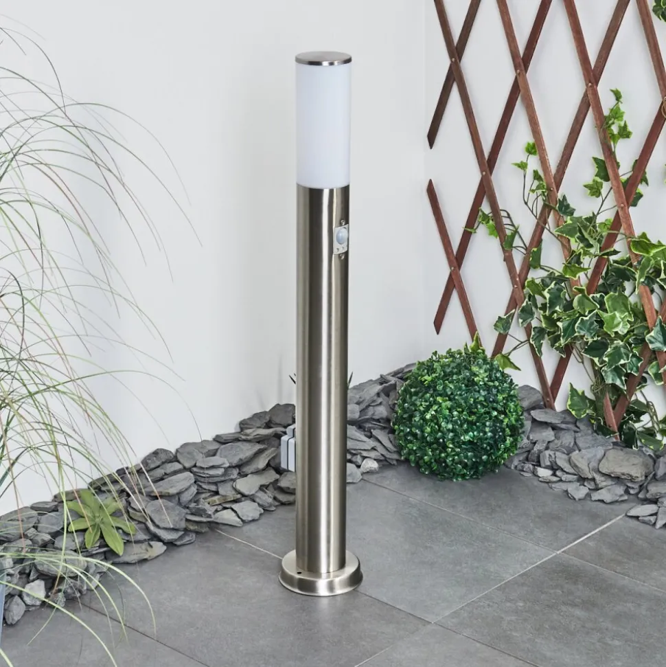 Borne Lumineuse Caserta Nickel Mat, 1 Lumiere, Detecteur De Mouvement