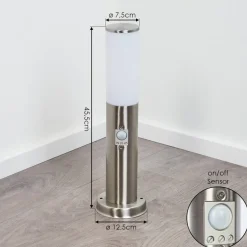 Borne Lumineuse Caserta Nickel Mat, Blanc, 1 Lumiere, Detecteur De Mouvement