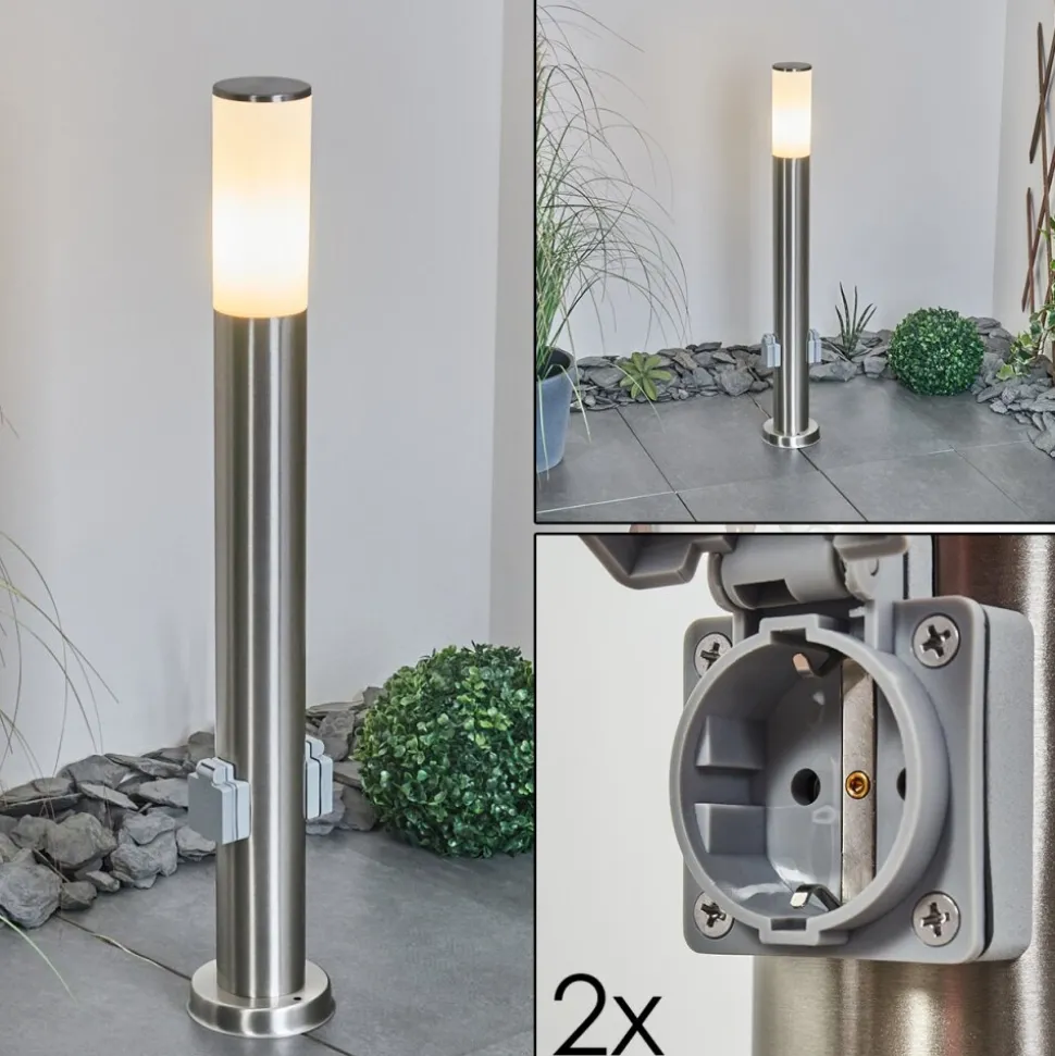 Borne Lumineuse Caserta Nickel Mat, 1 Lumiere