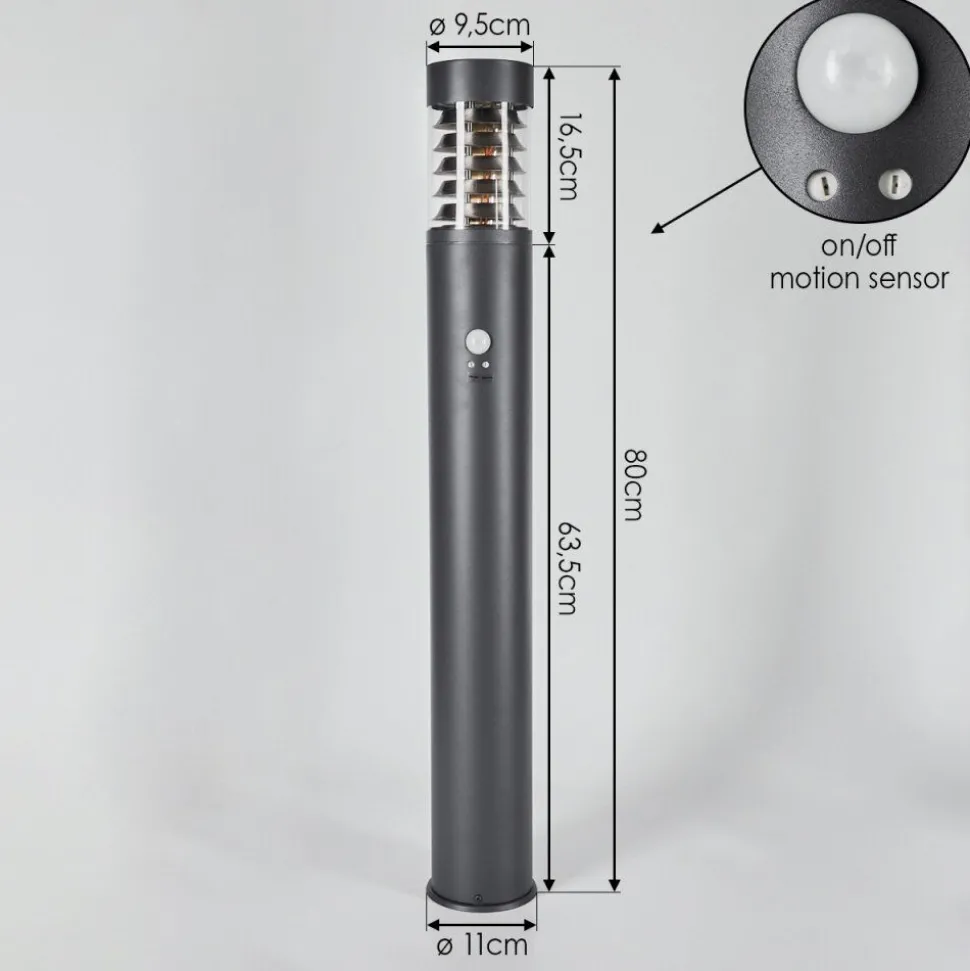 Borne Lumineuse Dakar Anthracite, 1 Lumiere, Detecteur De Mouvement