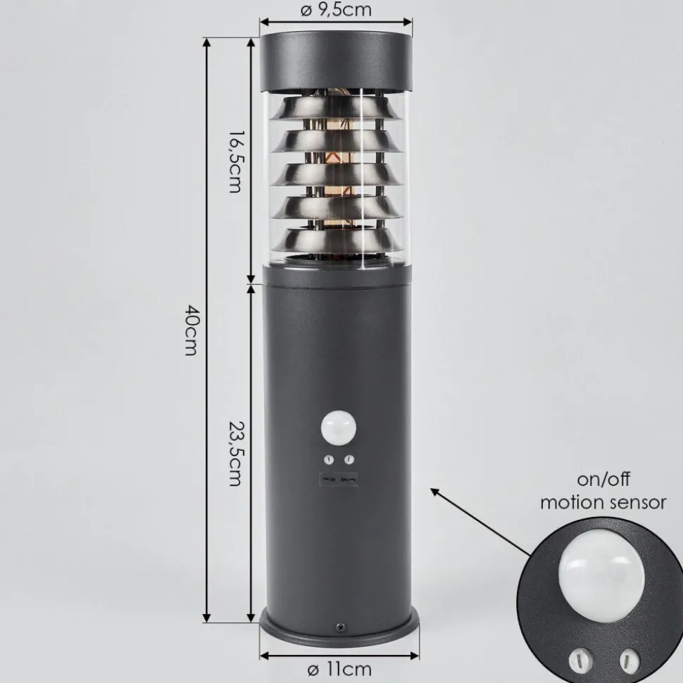Borne Lumineuse Dakar Anthracite, 1 Lumiere, Detecteur De Mouvement