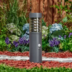 Borne Lumineuse Dakar Anthracite, 1 Lumiere, Detecteur De Mouvement