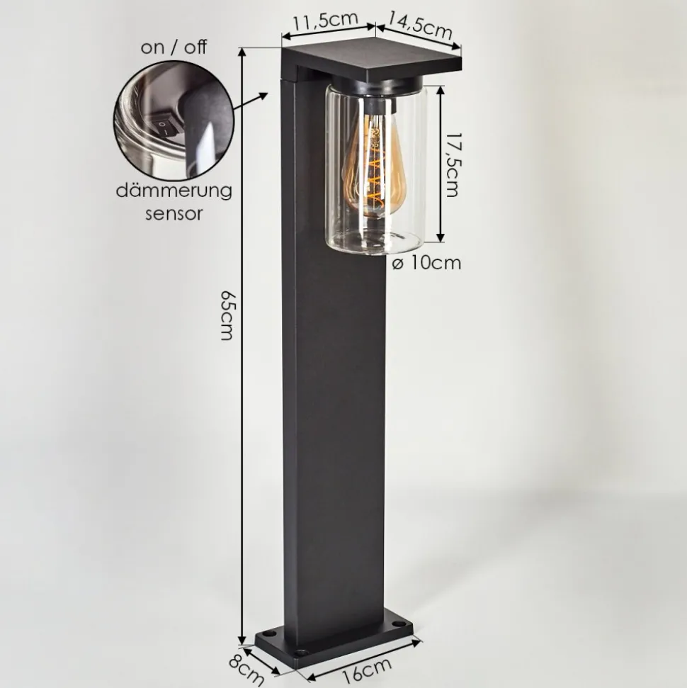 Borne Lumineuse Foley Noir, 1 Lumiere