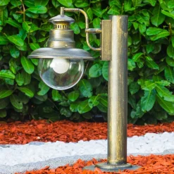 Borne Lumineuse Fox Vieux Laiton, Noir Dore, 1 Lumiere