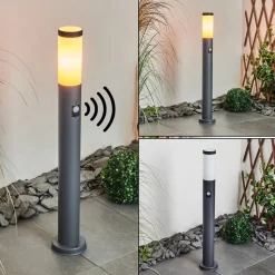 Borne Lumineuse Gaborone Anthracite, 1 Lumiere, Detecteur De Mouvement