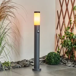 Borne Lumineuse Gaborone Anthracite, 1 Lumiere, Detecteur De Mouvement