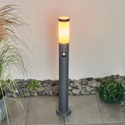 Borne Lumineuse Gaborone Anthracite, 1 Lumiere, Detecteur De Mouvement