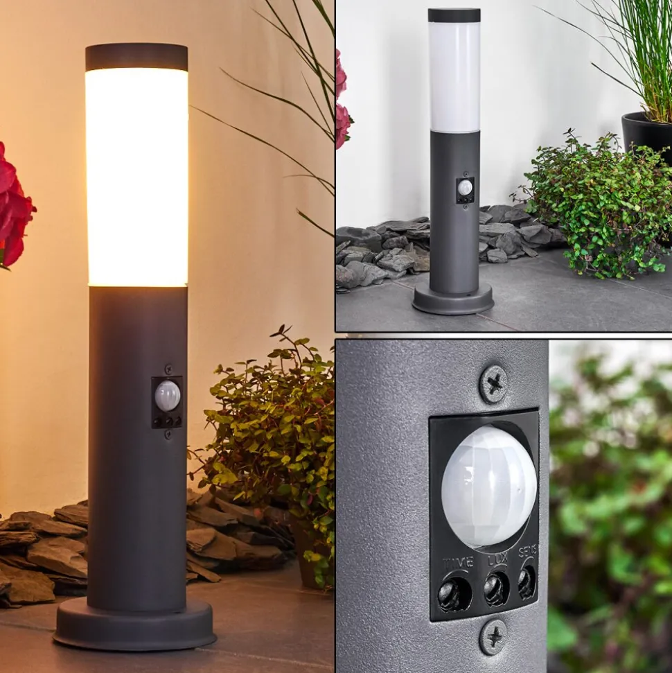 Borne Lumineuse Gaborone Anthracite, 1 Lumiere, Detecteur De Mouvement