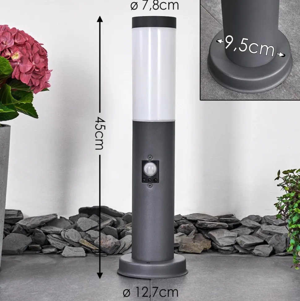 Borne Lumineuse Gaborone Anthracite, 1 Lumiere, Detecteur De Mouvement