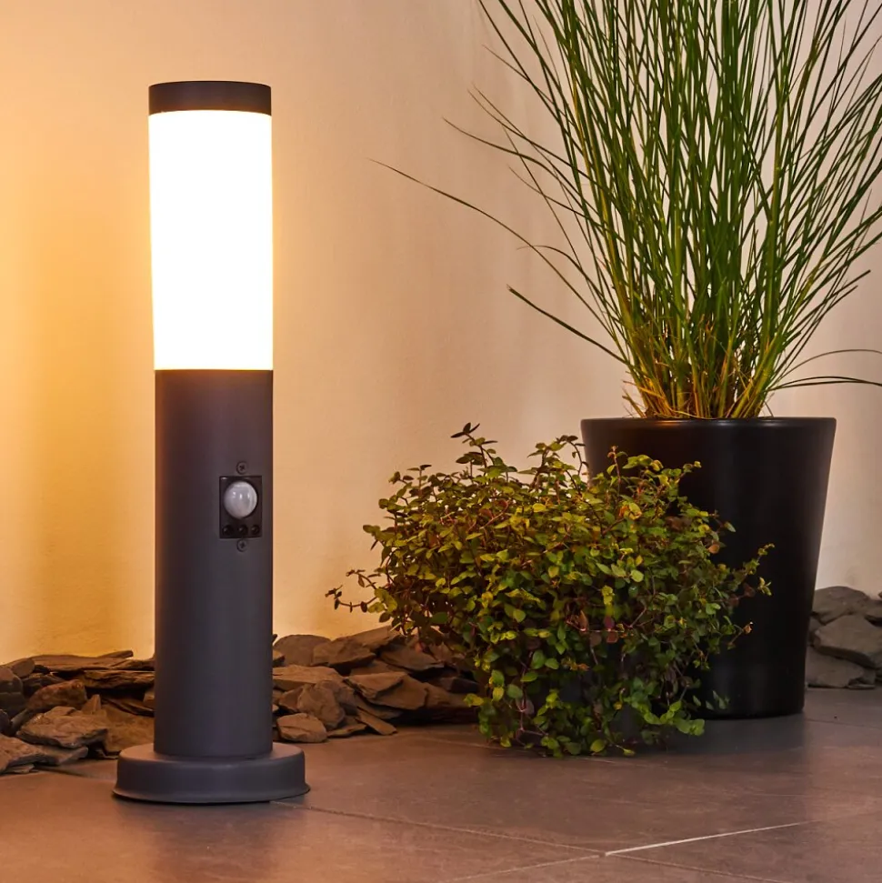 Borne Lumineuse Gaborone Anthracite, 1 Lumiere, Detecteur De Mouvement