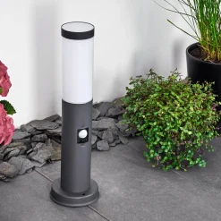 Borne Lumineuse Gaborone Anthracite, 1 Lumiere, Detecteur De Mouvement