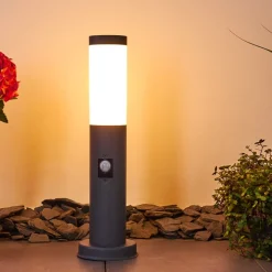 Borne Lumineuse Gaborone Anthracite, 1 Lumiere, Detecteur De Mouvement